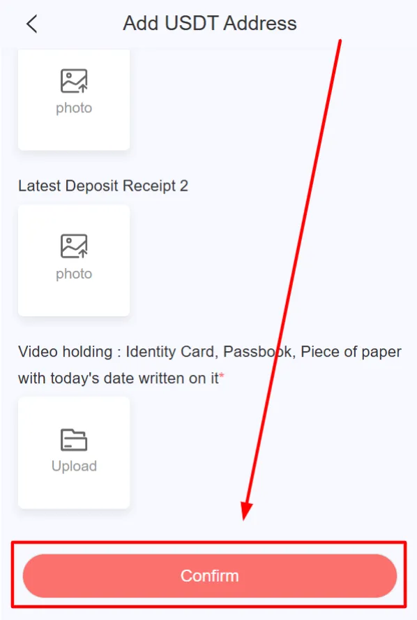 Verify the details and tap the “Confirm” button